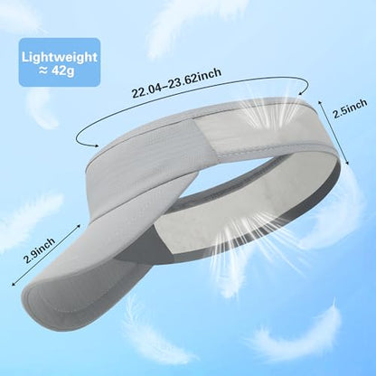 HH HOFNEN Sports Sun Visor Unisex Cooling Cap Lightweight Stretchy Packable - color: #2 Black+lightgray