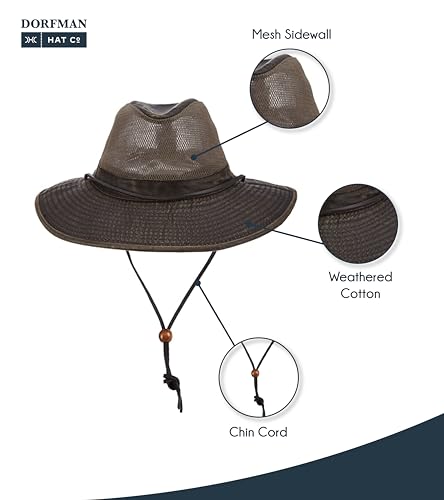 Dorfman Pacific Co. Men's Weathered Cotton Big Brim with Mesh - size: X-Large