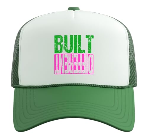Green and Pink Different Pink and Green Trucker Hat with Adjustable Mesh Back - color: Kelly Green/White