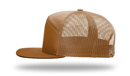 Richardson 168 Hi-Pro 7 Panel Adjustable Snapback Trucker Mesh Back Cap - color: Caramel