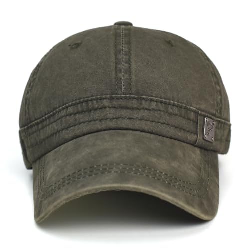 Vintage Washed Cotton Adjustable Baseball Cap for Men Women Low Profile - color: Army Green