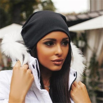 Cotton Slouchy Beanie hat Candy Color Chemo Skull Cap Men Women Beanies - color: White