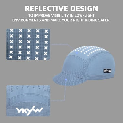 YKYWBIKE Cycling Cap for Men & Women,Sun Protection Cycling Hat Under Cycling Helmet,Cooling Helmet Liner with Sun Visor - color: Blue Gray