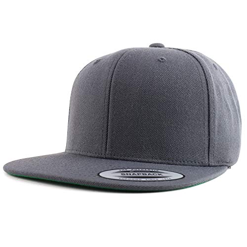 Trendy Apparel Shop Oversize XXL Structured Blank Flatbill Snapback Cap - color: Charcoal, size: XX-Large