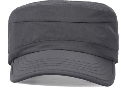 Cadet Army Cap Unisex Military Hat Adjustable Flat Top Cap Baseball Cap - color: Dark Grey