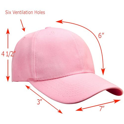 Falari Wholesale Bulk Lot 12-Pack Baseball Cap Adjustable Size Plain Blank Solid Color - color: Pink
