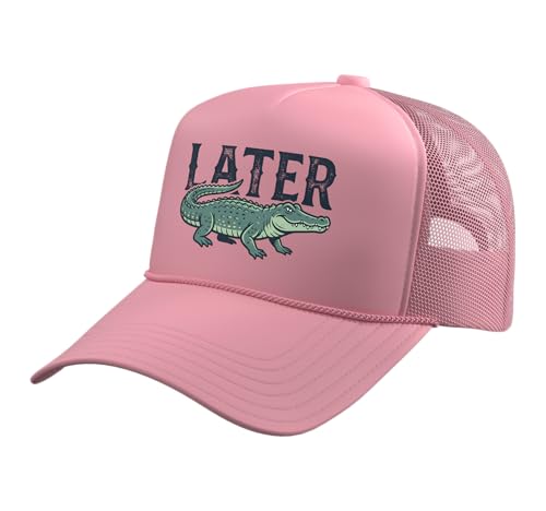 Later Alligator Trucker Hat with Adjustable Mesh Back - color: Pink