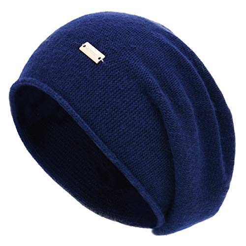 jaxmonoy Slouchy Knit Beanie Hat for Women Winter Soft Warm Ladies Laightweight Slouch Knitted Skull Beanies Cap - color: Navy