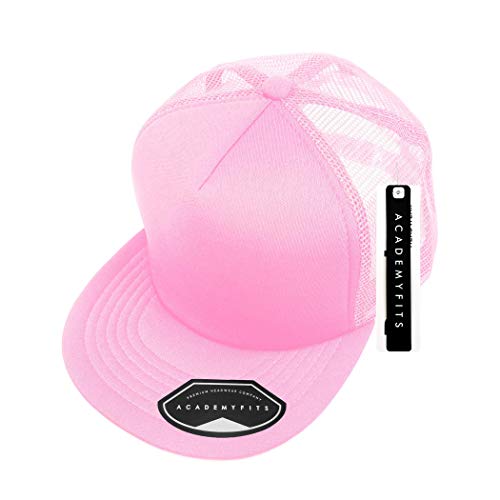 Quality 5 Panel High Crown Trucker Foam Mesh Hat Snapback Men Women Unisex Waterproof Blank Cap #2070 - color: Pink