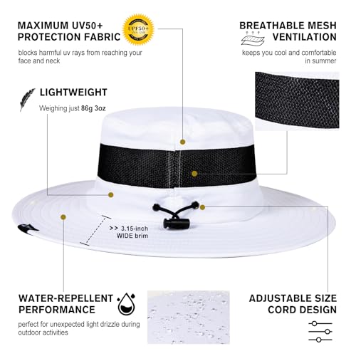 TOP-EX Oversized Waterproof Sun Hat for Big Heads with Wide Brim & Mesh - color: White-mesh, size: X-Large-XX-Large