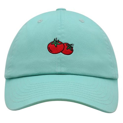 JPAK Two Tomatoes Premium Dad Hat Embroidered Cotton Baseball Cap Vegetables Embroidery - color: Mint
