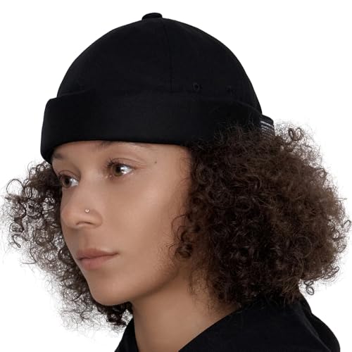 UNDERCONTROL Brimless Sailor Fisherman Leon Hat No Visor Miki Skull Docker Beanie Trawler Tactical Ring Cap for Men & Women - color: Black