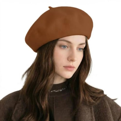 French Wool Beret Hats for Women Man - color: L-chocolate