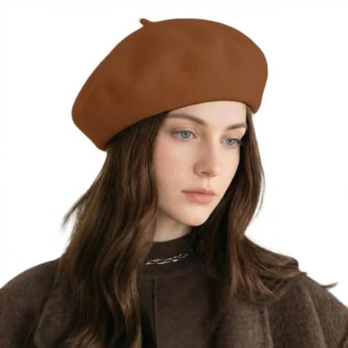 French Wool Beret Hats for Women Man - color: L-chocolate