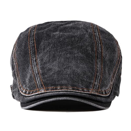 meioro Women Denim Newsboy Hat Cotton Flat Cap Ivy Gatsby Driving Hunting Gatsby Cabbie Denim Hats for Men - color: Black-b