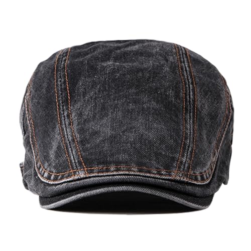 meioro Women Denim Newsboy Hat Cotton Flat Cap Ivy Gatsby Driving Hunting Gatsby Cabbie Denim Hats for Men - color: Black-b