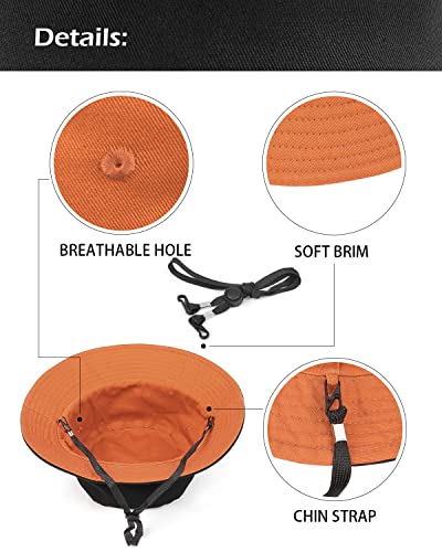 Zylioo XXL Bucket Hat for Big Heads, Reversible Fishing Sun Hat - color: Black-orange, size: X-Large-XX-Large