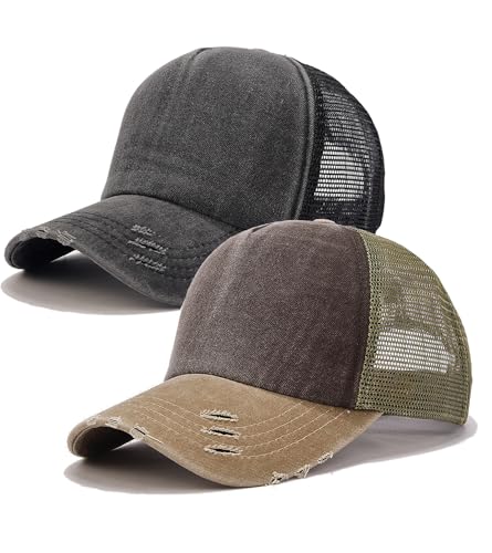 Lisianthus 2 Packs Vintage Washed Baseball Cap Unisex Mesh Dad Hat - color: Set 4