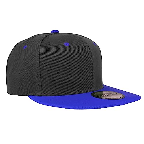 Gelante Plain Blank Flat Brim Adjustable Snapback Baseball Caps LOT 6 Pack - color: Black/Royal