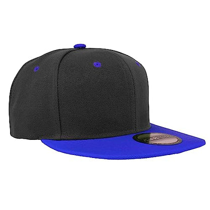 Gelante Plain Blank Flat Brim Adjustable Snapback Baseball Caps LOT 6 Pack - color: Black/Royal