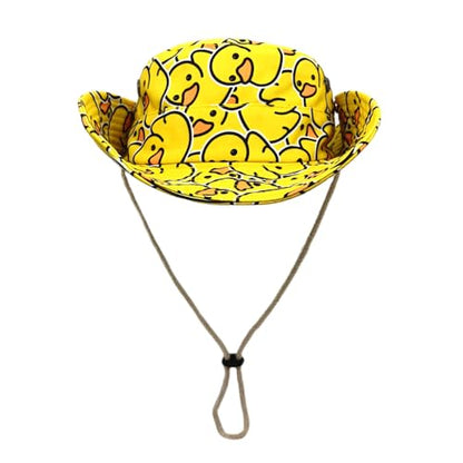 Sun Bucket Hat for Men Women Fishing Beach Safari Trendy Cotton Cowboy Cap for Golf Hiking Hunting Outdoor Boonie - color: Duck Yellow