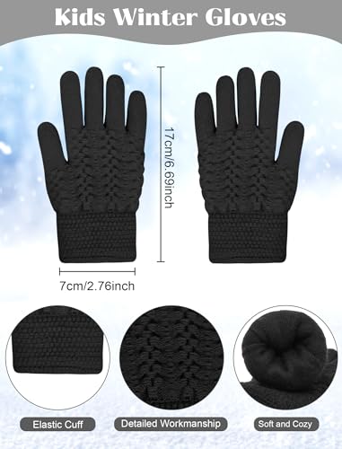 Kids Winter Hat Gloves Scarf Set, Boys and Girls Beanie Hat - color: Black