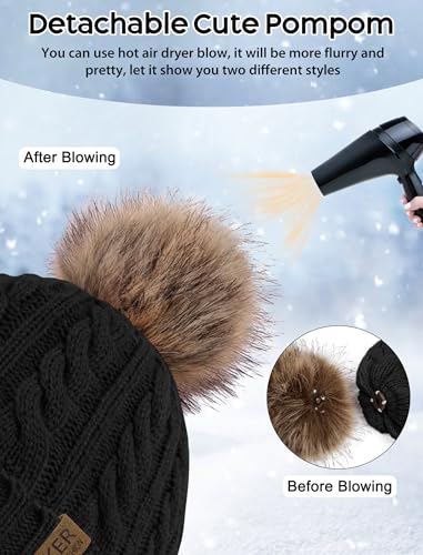 Kids Winter Hat Gloves Scarf Set, Boys and Girls Beanie Hat - color: Black White