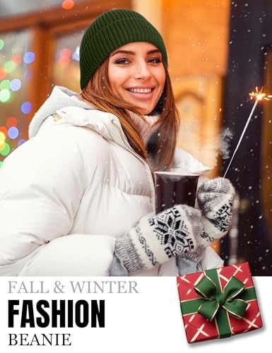 Fleece Lined Wool Short Fisherman Beanie Men Women Cuff Winter Hat - color: 1pc-army Green
