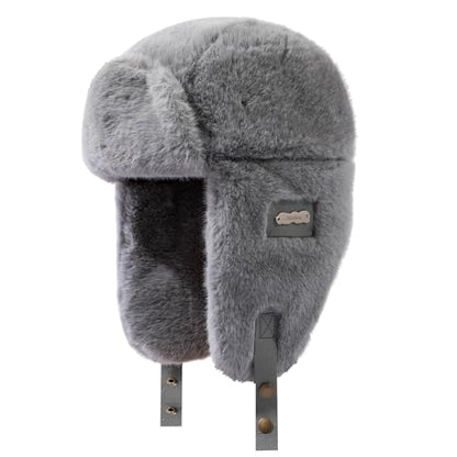 Fluffy Trapper Hats Winter Cozy Plush Ushanka Russian Hat Windproof Ski Hat Pilot Aviator Cap Cold Weather Hat - color: Mg-lfmyymrtb27-grey