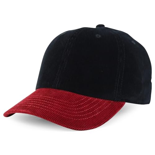 Trendy Apparel Shop Cotton Corduroy Unstructured Baseball Cap Dad Hat - color: Black Burgundy