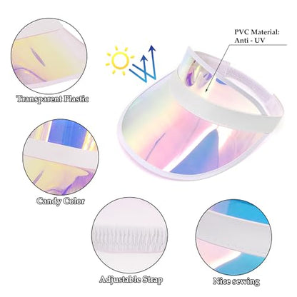 Giovacker Womens Mens PVC Clear Colorful Sun Visor Hats - color: Pink With White Border