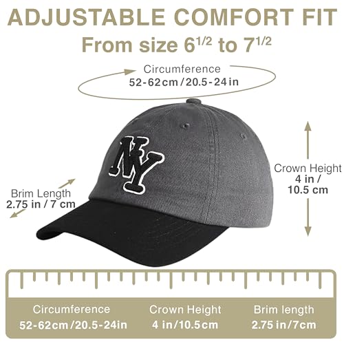 NY 3D Embroidered Dad Hat - New York Baseball Cap - color: Charcoal-black