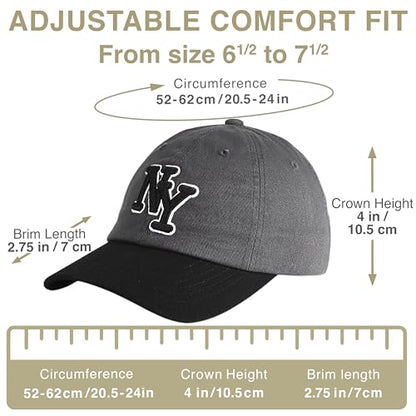 NY 3D Embroidered Dad Hat - New York Baseball Cap - color: Charcoal-black