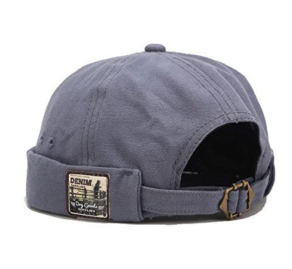 Faringoto Mens Cotton Brimless Skullcap Sailor Cap Rolled Cuff Retro Beanie Hat - color: Blue