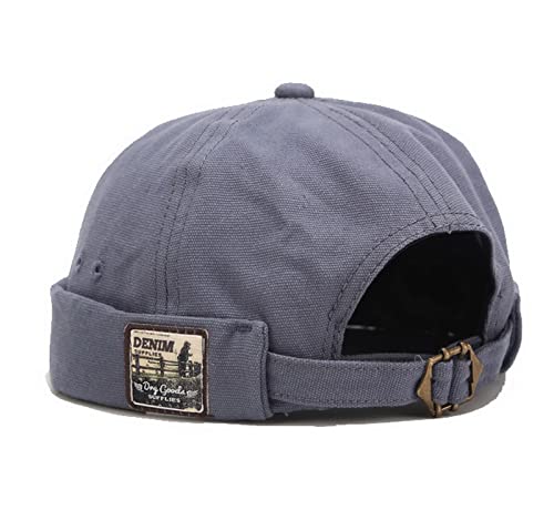 Faringoto Mens Cotton Brimless Skullcap Sailor Cap Rolled Cuff Retro Beanie Hat - color: Blue