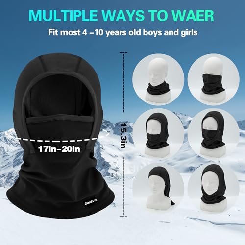 GoxRunx Kids Balaclava Ski Mask,Fleece Face Mask Neck Warmer for Boys Girls,Windproof Face Cover for Cold Weather - color: Royal Blue
