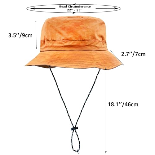 woogwin Waterproof Bucket Rain Hat with Chin Strap Quick Dry Packable Boonie Sun Hat Safari Hat UV Protection - color: Orange