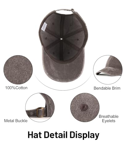 Zylioo XXL Baseball Cap for Big Heads Men Women, Washed Denim Dad Hat - color: Coffee, size: X-Large-XX-Large
