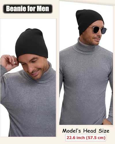 100% Cotton Beanie Hat for Men Women Cuffless Warm Winter Hats - color: 1pcs-black