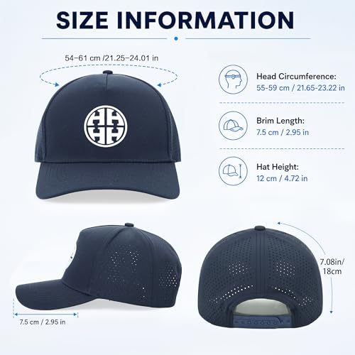 HH HOFNEN Quick Dry Baseball Cap Mesh Snapback Hat Golf Ball Cap Men Women - color: Navy