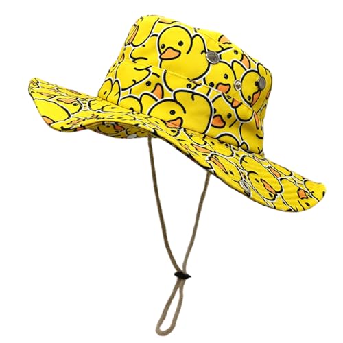 Sun Bucket Hat for Men Women Fishing Beach Safari Trendy Cotton Cowboy Cap for Golf Hiking Hunting Outdoor Boonie - color: Duck Yellow