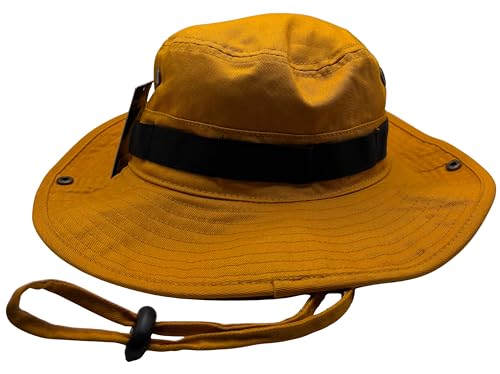 High Qualty Sun Hat 100% Cotton Size Adjustable Men Women Fishing Outdoor UPF 50+ Breathable Boonie Hat Summer UV Protection - color: Golden Brown