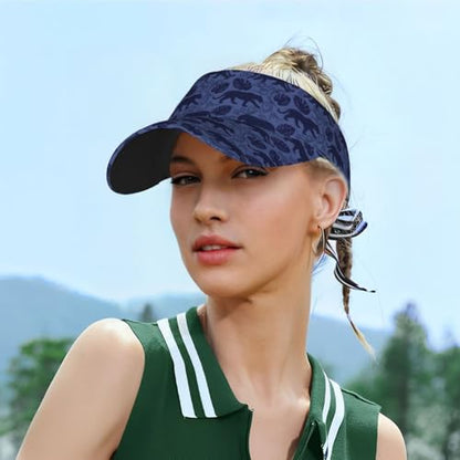 Adjustable Lightweight Open Top Sports Sun Visor Hat Cap for Golf Tennis - color: Midnight Leopard