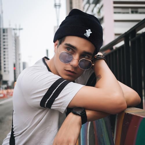 Cool Graphic Beanie for Men and Women - Black - color: Ghost