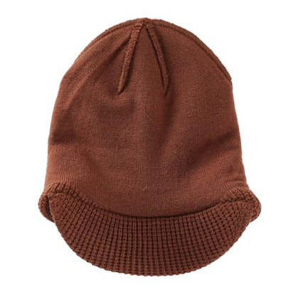 Home Prefer Mens Wool Blend Winter Hat Double-Layer Warm Knit Pre-Curve Visor Beanie Brimmed Beanies Hat for Men Women - color: Brown