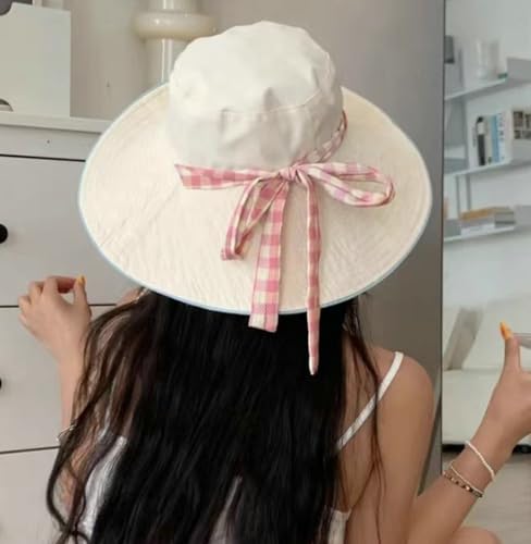 Sun Hats for Women Reversible Plaid Sun Cap Bucket Hat Wide Brim UV Protection Beach Hats 2025 Summer Travel Cap Fishing Hat - color: Green