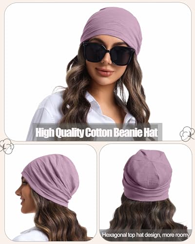 100% Cotton Summer Beanie for Men Women, Thin Soft Slouchy Beanies - color: 1pcs-purple, size: Medium