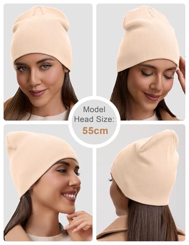 vidsel 100% Cotton Beanie Hat for Men Women, Soft Cuffless Knit Skull Cap - color: 1pc-pink