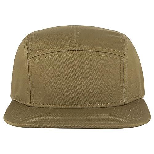 Ashen Fane 5 Panel Superior Cotton Twill Square Flat Visor Adjustable Camper Hat - color: Snapback-coyote Brown