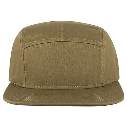 Ashen Fane 5 Panel Superior Cotton Twill Square Flat Visor Adjustable Camper Hat - color: Snapback-coyote Brown